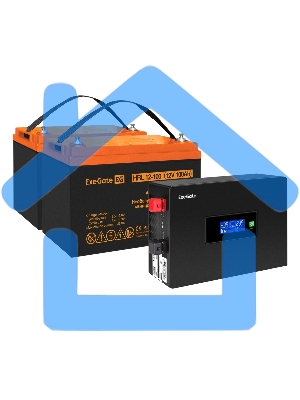 Комплект Источник бесперебойного питания EX295994RUS + батарея 100Aч EX285656RUS 2шт (инвертор, синус, для котла, PF=1, настенный) ExeGate IdealSine SR-1500.LCD.2SH 1500VA/1500W, чистая синусоида, цветной LCD-дисплей, 2*Schuko, крепление настенное, Black 