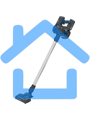 Пылесос вертикальный BBK BV3001 синий/серый, питание от аккумулятора, 150 Вт, уборка сухая, пылесборник 0.8 л, работа от АКБ max 30 мин