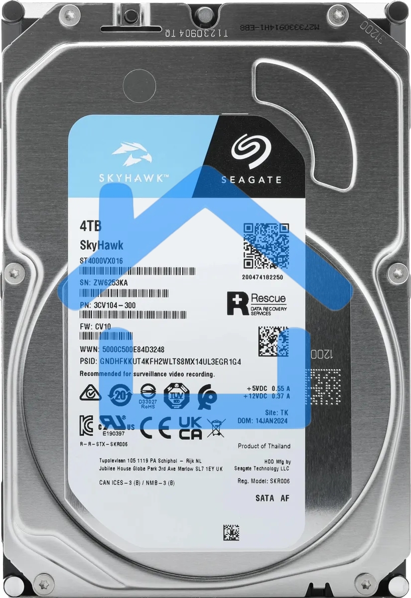 Жесткий диск Seagate 4Tb Skyhawk (ST4000VX016) OEM Serial ATA III, 5400 rpm, 256mb, для видеонаблюдения