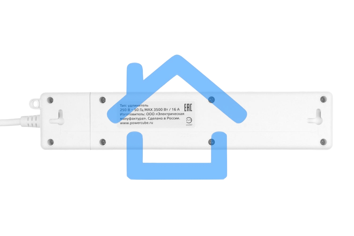 Бытовой удлинитель PowerCube, 3р с/з вык.,3USB, 3500 Вт, 16А, 1.9 м, 3*1,0 (белый) PC-5-2M