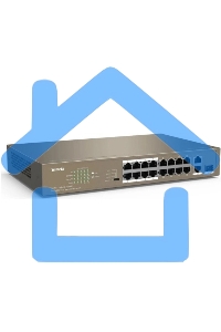 Коммутатор неуправляемый IP-COM F1118P-16-150W PoE, 18 портов, 18х100 Мбит/с, 2x1 Gbит/с, PoE 16х30 Вт (до 130Вт)