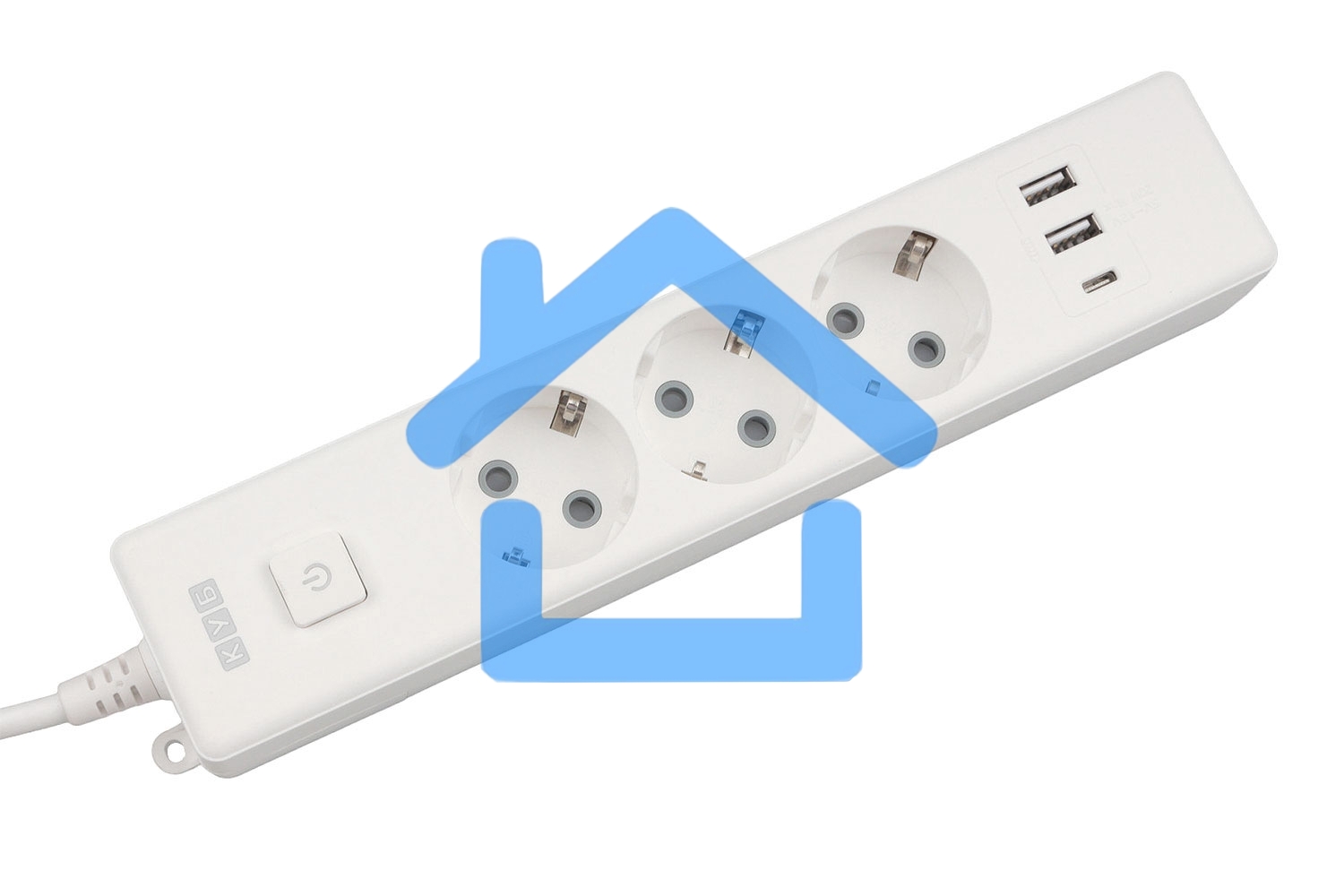Бытовой удлинитель PowerCube, 3р с/з вык.,3USB, 3500 Вт, 16А, 1.9 м, 3*1,0 (белый) PC-5-2M
