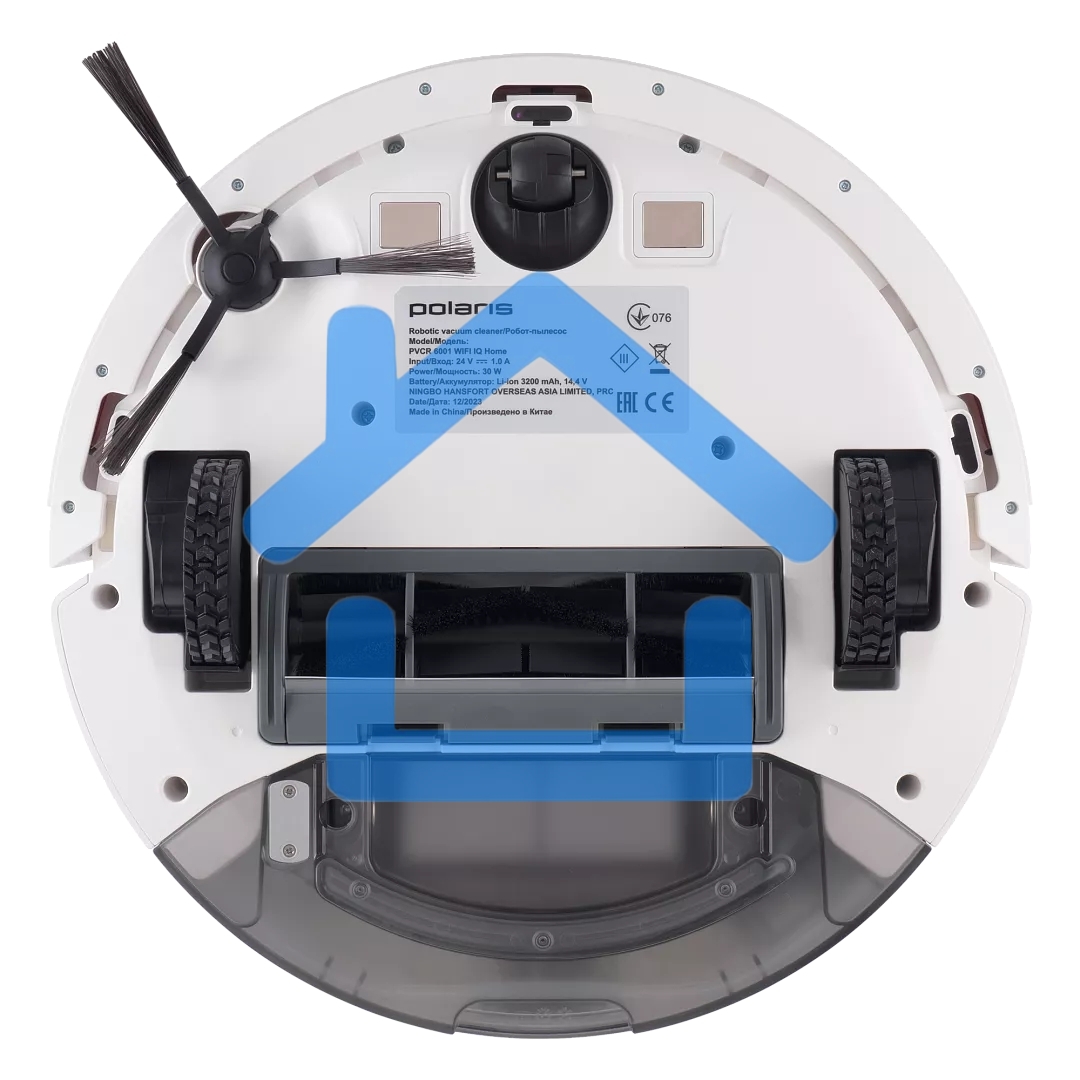 Робот-пылесос Polaris PVCR 6001 WIFI IQ Home белый, 3200 мAч Li-Ion, уборка суxая/влажная, пылесборник контейнер 0.4 л