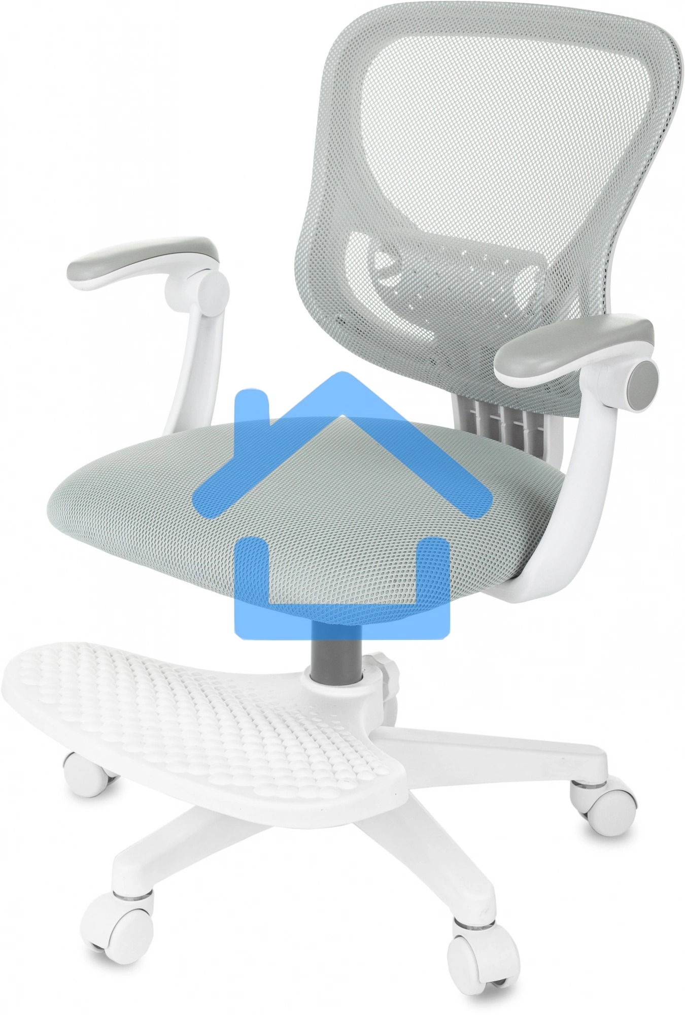 Кресло детское Бюрократ Burokids 3 серый, крестов. пластик, подст. для ног, пластик белый