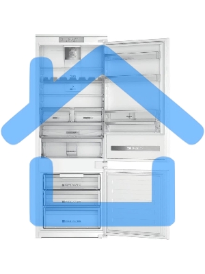 Встраиваемый холодильник Whirlpool SP40812EU2 70 см, 193.5х54.3х69 см, 299/101 л, зона свежести, сенсорное управление, технология 6 SMYSL FreshControl, перенавешиваемые дверцы, скользящие направляющие, Италия