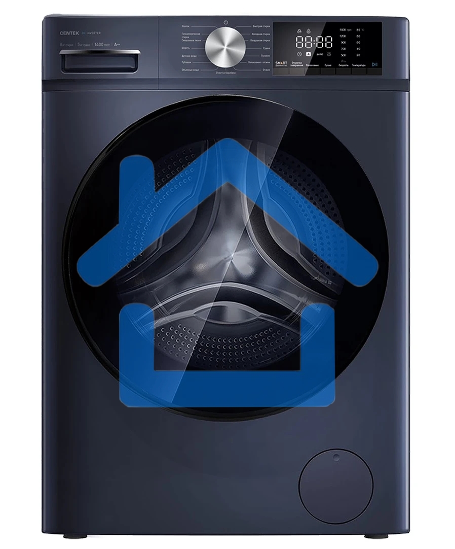 Стирально-сушильная машина Centek CT-1954 серый, загрузка фронтальная 8 кг, 1400 об/мин., класс: А+++