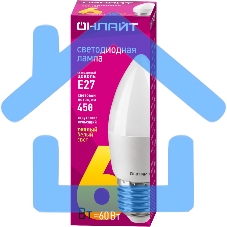 Лампа светодиодная ОНЛАЙТ 71630 OLL-C37-6-230-2.7K-E27-FR 6Вт свеча 2700К тепл. бел. E27 450лм 176-264В