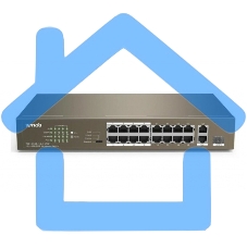 Коммутатор неуправляемый IP-COM F1118P-16-150W PoE, 18 портов, 18х100 Мбит/с, 2x1 Gbит/с, PoE 16х30 Вт (до 130Вт)