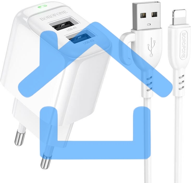 Сетевое зарядное устройство BOROFONE (6941991113758) BAS41Ai 2USB 2.0A для Lightning 8-pin
