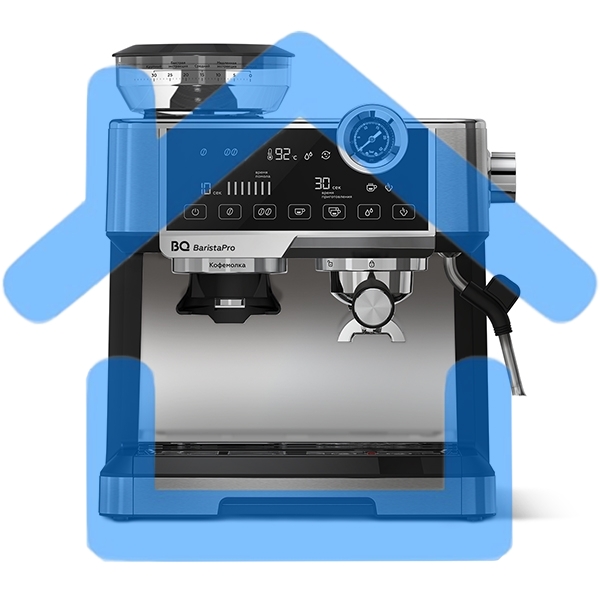 Кофеварка рожковая BQ CM5002 серебристый/черный, исп. кофе - зерновой/молотый, 2,8 л, 2400 Вт, 19 бар