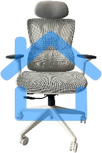 Кресло компьютерное Cactus CS-CHR-MC02GY серый, сетка, эко.кожа, с подголов. крестов. пластик белый