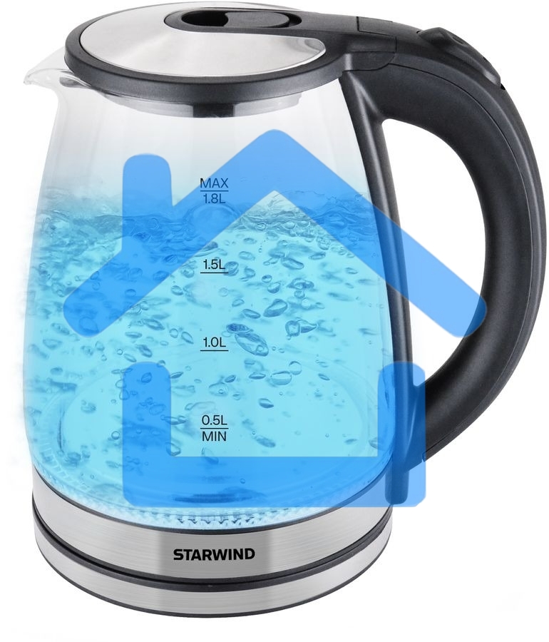 Чайник электрический Starwind SKG2114 1,8л. 1800Вт черный/прозрачный корпус: стекло