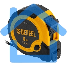 Рулетка 8м х 25мм, двухкомп. корпус, кнопка-пауза Denzel