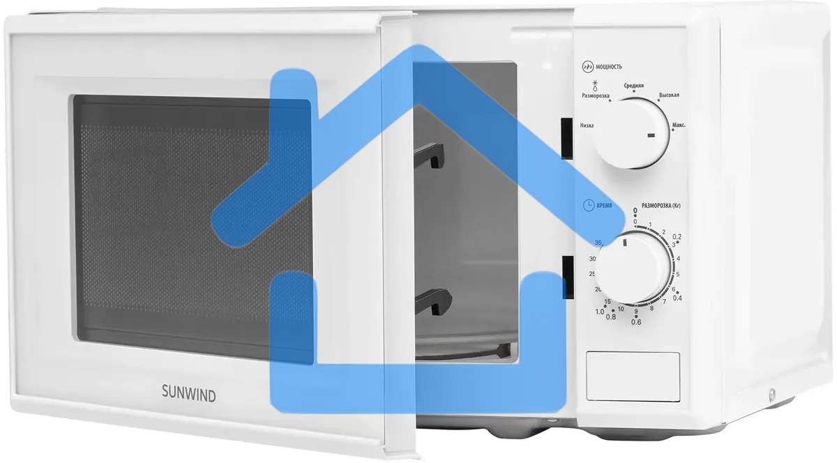Микроволновая печь SunWind SUN-MW051 белый, 20 л, 700 Вт, переключатели - поворотный механизм