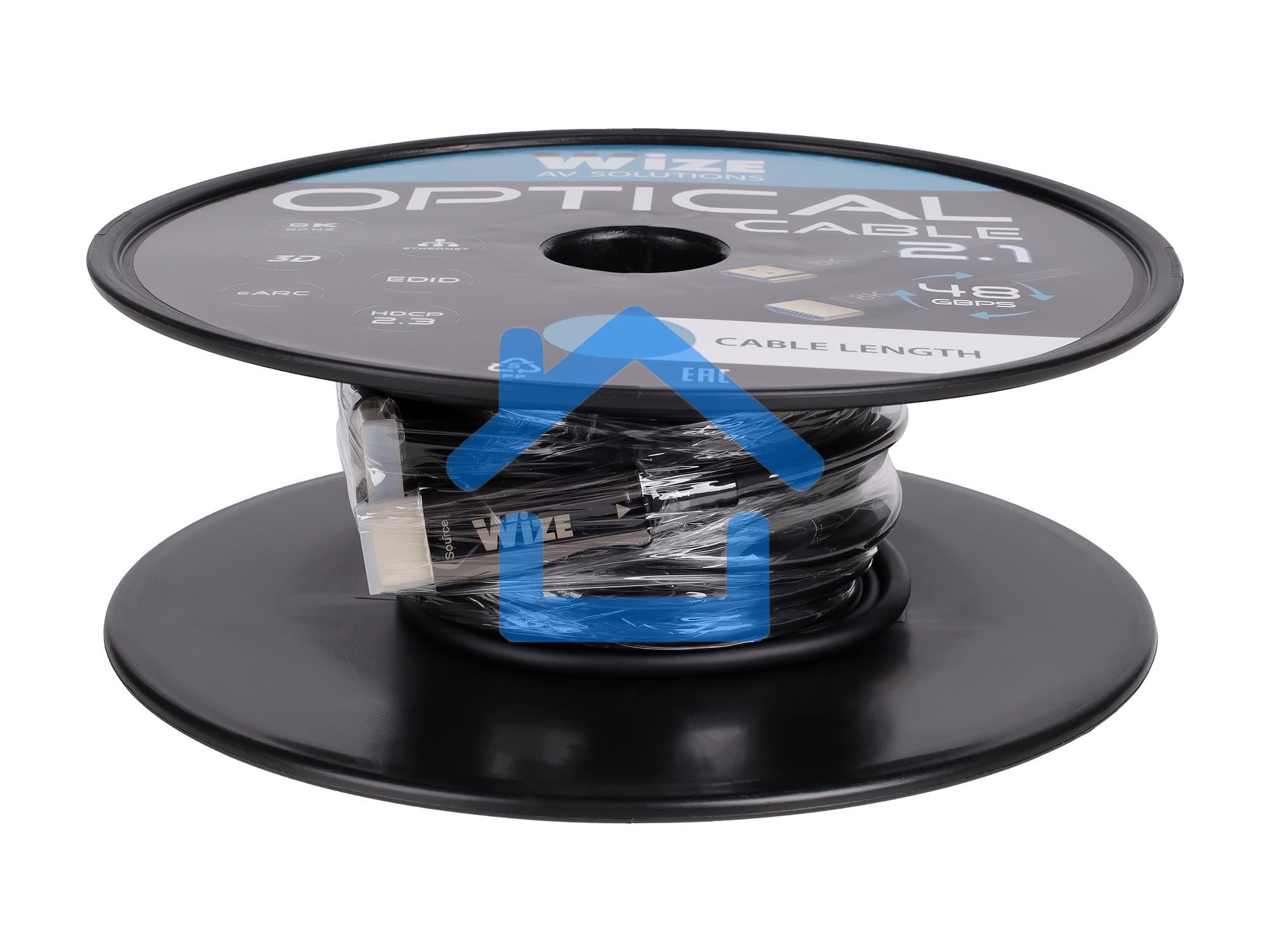 Кабель HDMI Wize AOC-8K-HM-HM-15M оптический, 15 м, 8K/60HZ 4:4:4, v.2.1, ARC, 19M/19M, HDCP 2.2, Ethernet, черный, коробка