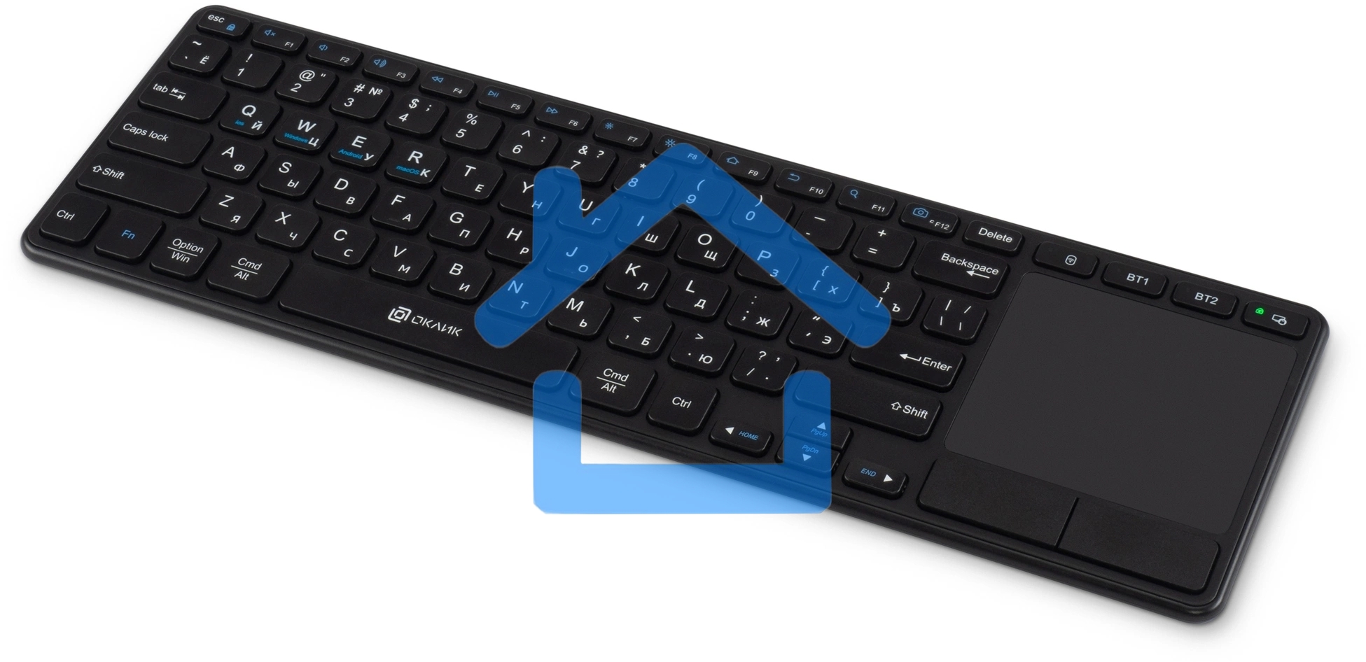 Клавиатура Оклик K614W черный USB беспроводная slim Multimedia Touch (1979327)