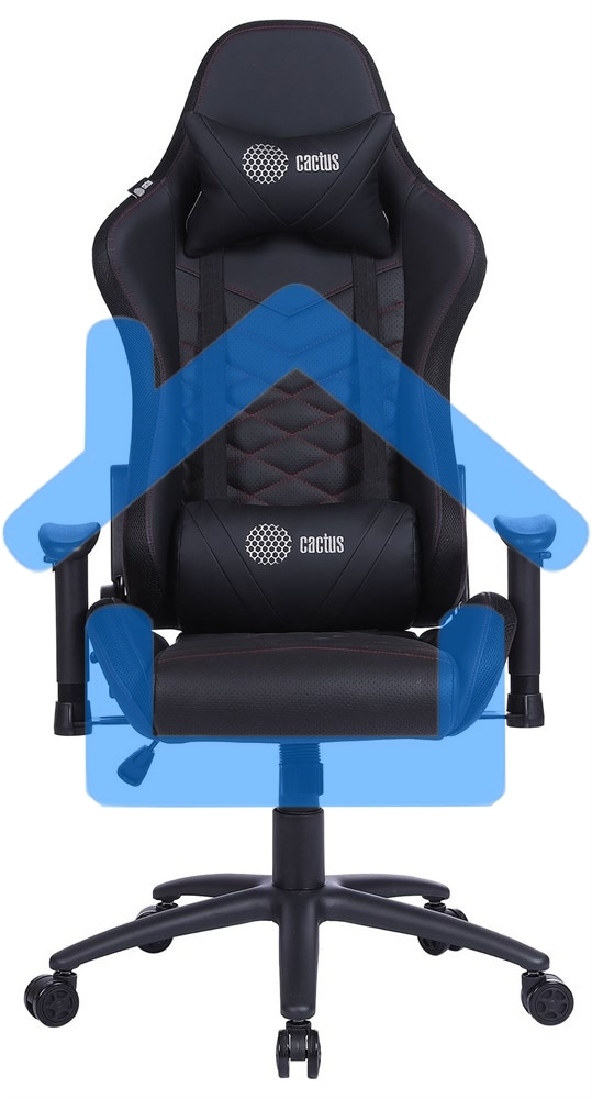 Кресло игровое Cactus CS-CHR-0099BLR черный/красный, сиденье черный/красный, эко.кожа, с подголов. крестовина металл, пластик черный
