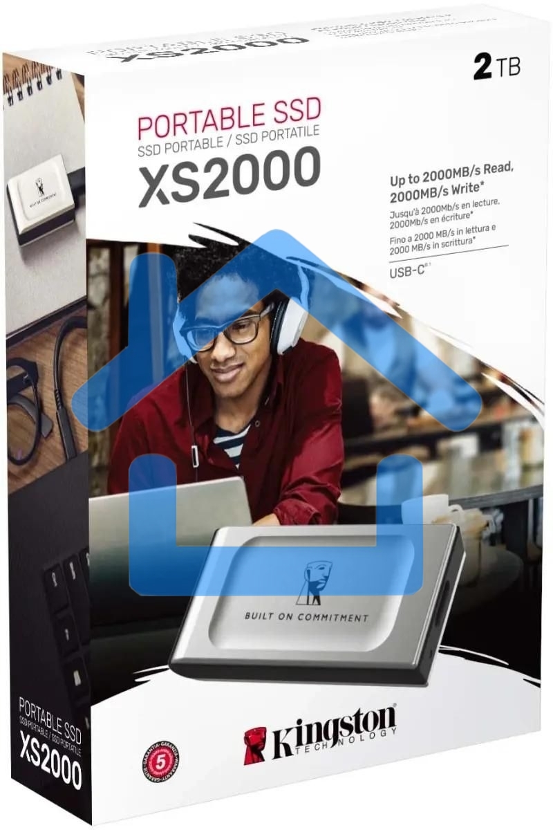 Внешний твердотельный накопитель Kingston XS2000 2000Gb USB3.2 Gen2 x2, Type-C, 2000/2000Mbs, IP55, 69.5x32.5x13.5mm, 28.9g