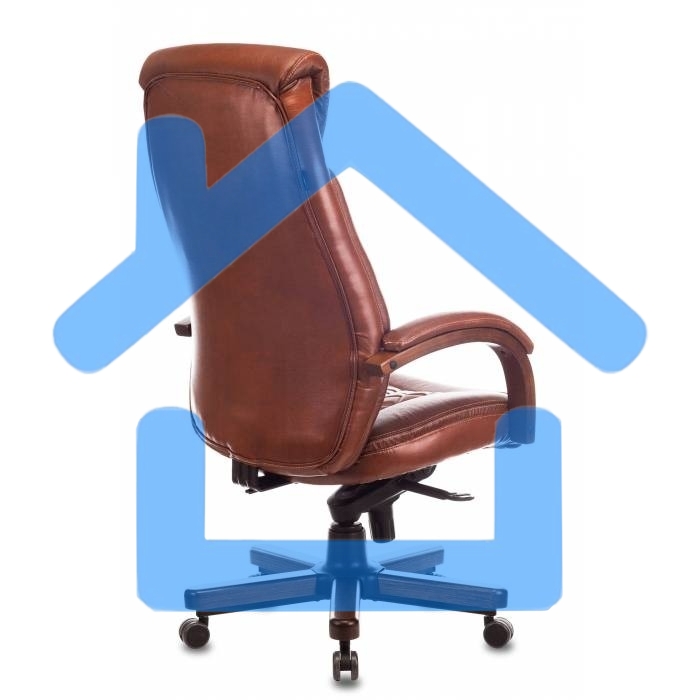 Кресло руководителя Бюрократ T-9924WALNUT светло-коричневый Leather Eichel, кожа, с подголов. крестовина металл/дерево