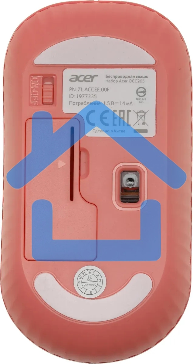 Клавиатура + мышь Acer OCC205 беспроводной USB, 1200 dpi, розовый/бежевый