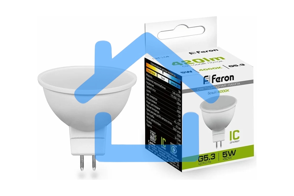 Лампа светодиодная FERON LB-24 (25126) 5W 230V G5.3 4000K MR16