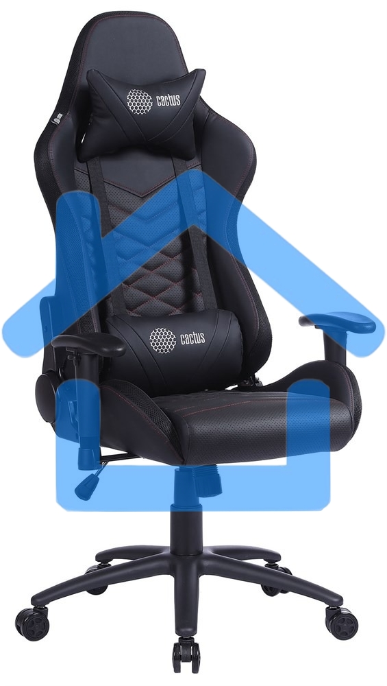 Кресло игровое Cactus CS-CHR-0099BLR черный/красный, сиденье черный/красный, эко.кожа, с подголов. крестовина металл, пластик черный