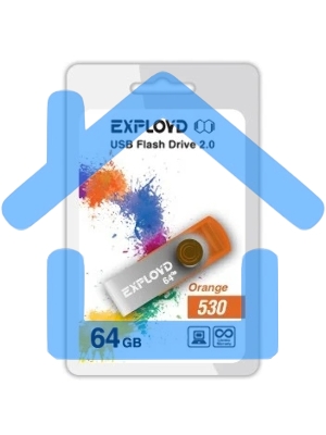 Флешка USB Exployd 530 Orange (EX064 Gb530-O), 64 Gb, USB 2.0, R/W 20/10, оранжевый
