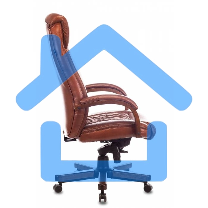 Кресло руководителя Бюрократ T-9924WALNUT светло-коричневый Leather Eichel, кожа, с подголов. крестовина металл/дерево
