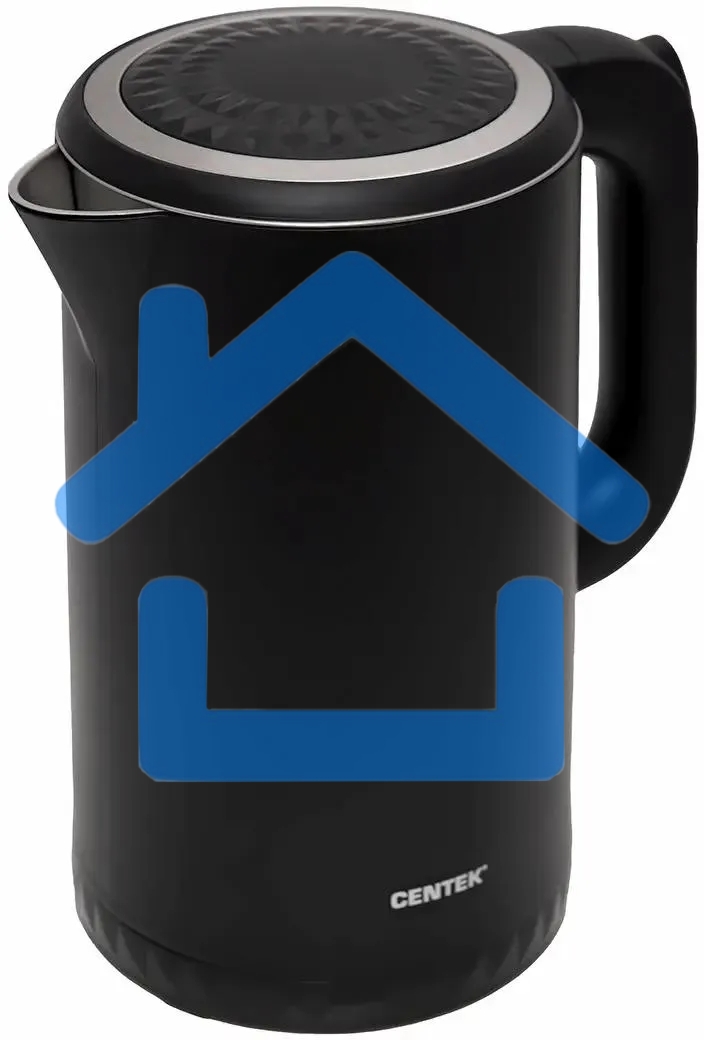 Чайник электрический Centek CT-0020 черный металл 1.7л, 2200W, бесшовная колба, двойные стенки