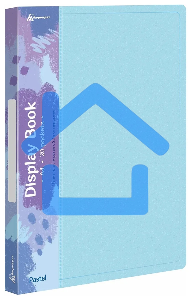 Папка с 20 прозрачными вкладками Бюрократ Pastel PAST20BLUE A4, пластик, 0.5мм, торцевой карман с бумажной вставкой, голубой