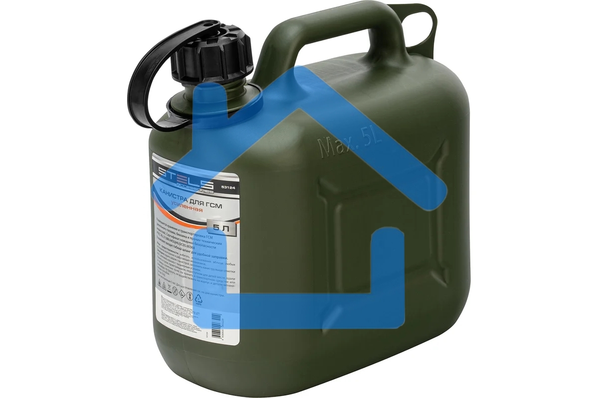 Канистра Stels для ГСМ вертикальная, 5 л., пластиковая, усиленная