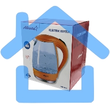 Чайник электрический ATLANTA ATH-2461 оранжевый, стекло, 1,7 л, 2000 Вт, иллюминация