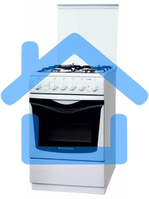 Плита газовая De Luxe 506040.14Г (КР) ЧР белый, конфорок 4 шт, духовка 54 л, 50 см x 85 см x 60 см