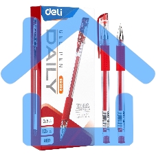 Ручка гелевая Deli Daily E6600SRed прозрачный, d=0.5мм, красные чернила, резиновая манжета