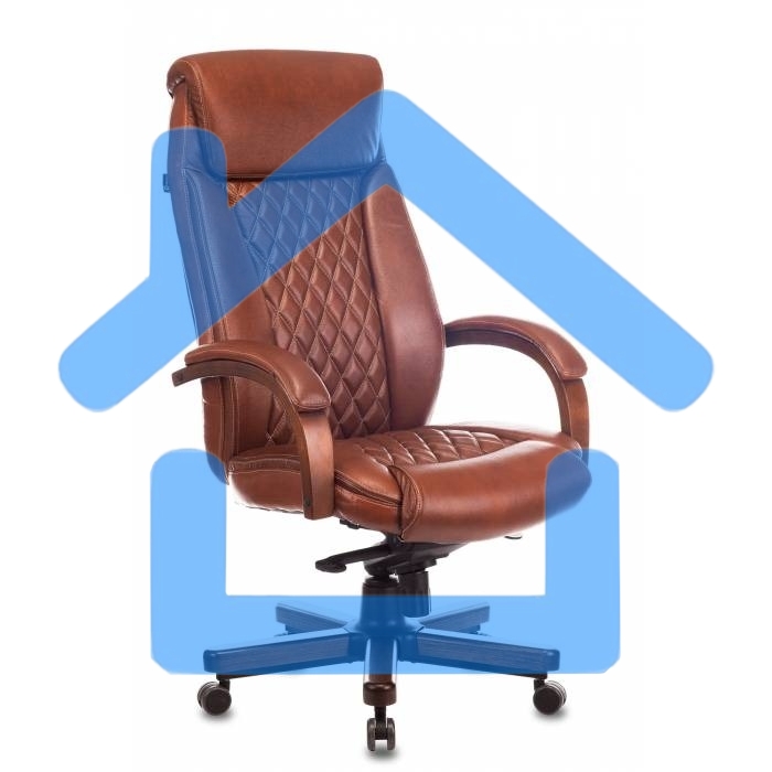 Кресло руководителя Бюрократ T-9924WALNUT светло-коричневый Leather Eichel, кожа, с подголов. крестовина металл/дерево