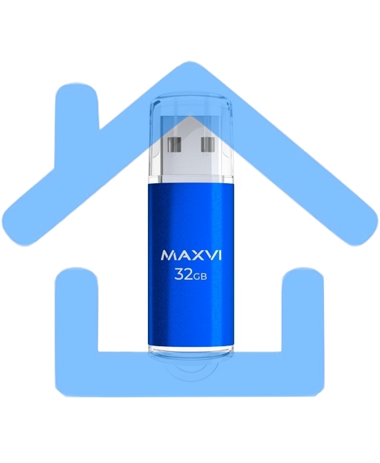 Флешка USB R/W Maxvi MP 32Gb USB 2.0 blue, монолит с колпачком, металл + ABS пластик