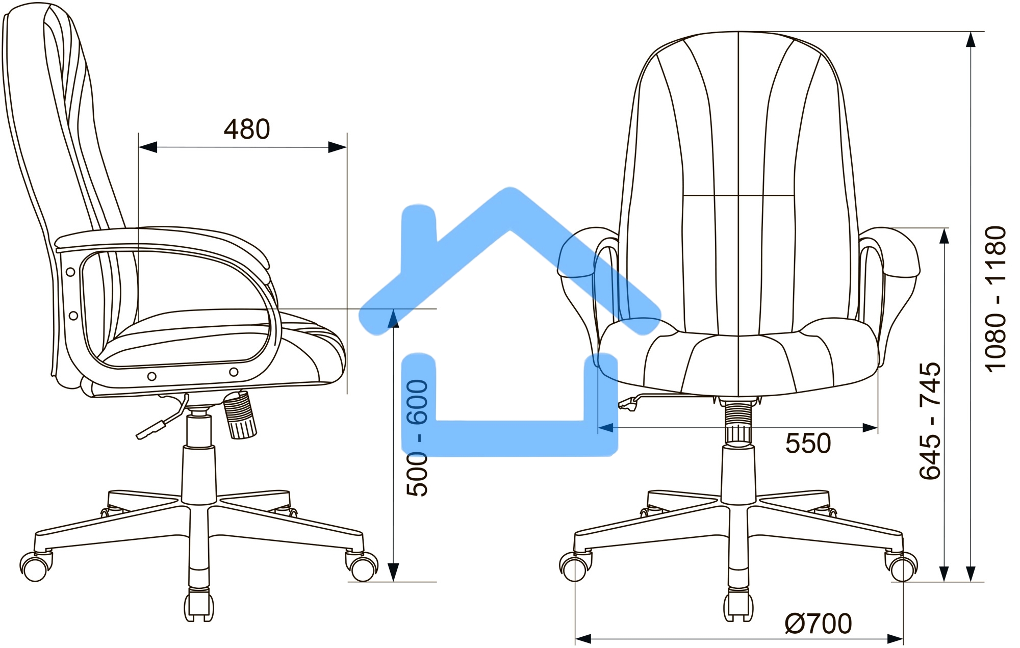 Кресло руководителя Бюрократ T-898AXSN темно-синий 38-416, крестовина пластик