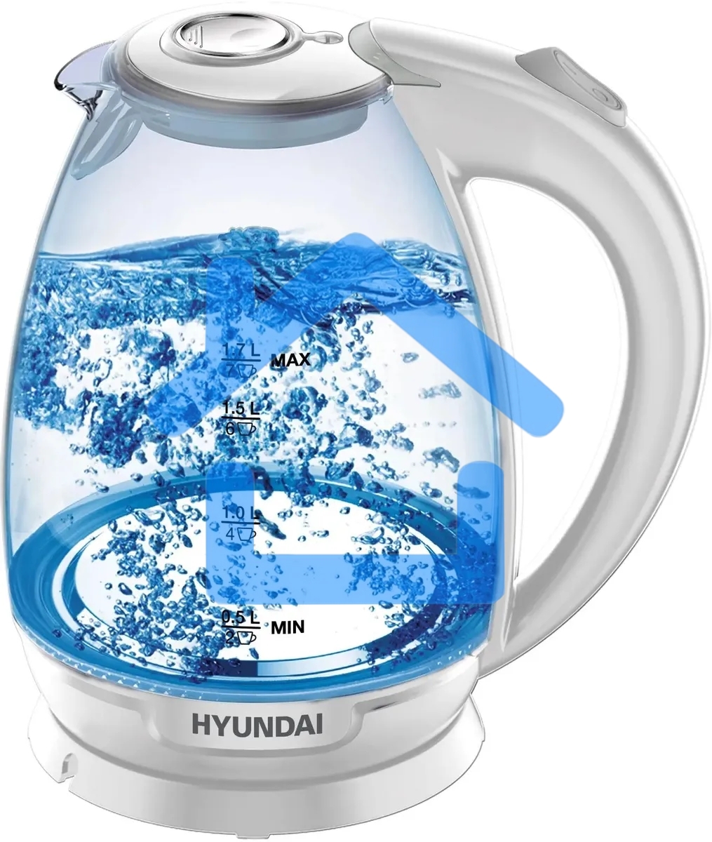 Чайник электрический Hyundai HYK-G2409 1.7л. 2200Вт белый/серебристый (корпус: стекло)