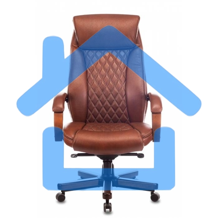 Кресло руководителя Бюрократ T-9924WALNUT светло-коричневый Leather Eichel, кожа, с подголов. крестовина металл/дерево