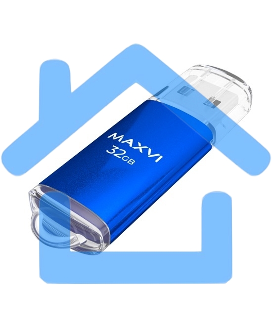 Флешка USB R/W Maxvi MP 32Gb USB 2.0 blue, монолит с колпачком, металл + ABS пластик