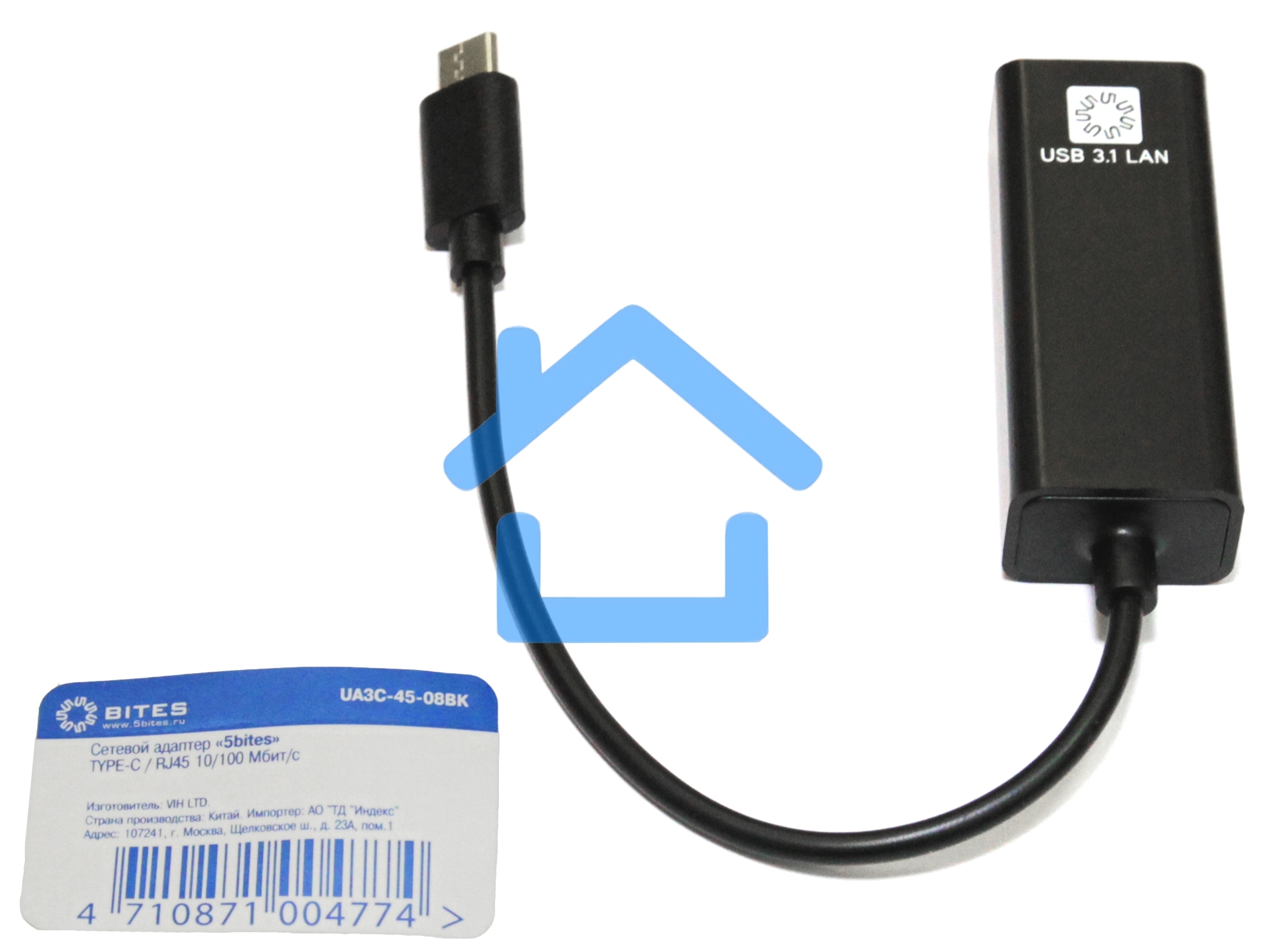 Кабель-адаптер 5bites UA3C-45-08BK USB3.1 / RJ45 100MB / черный
