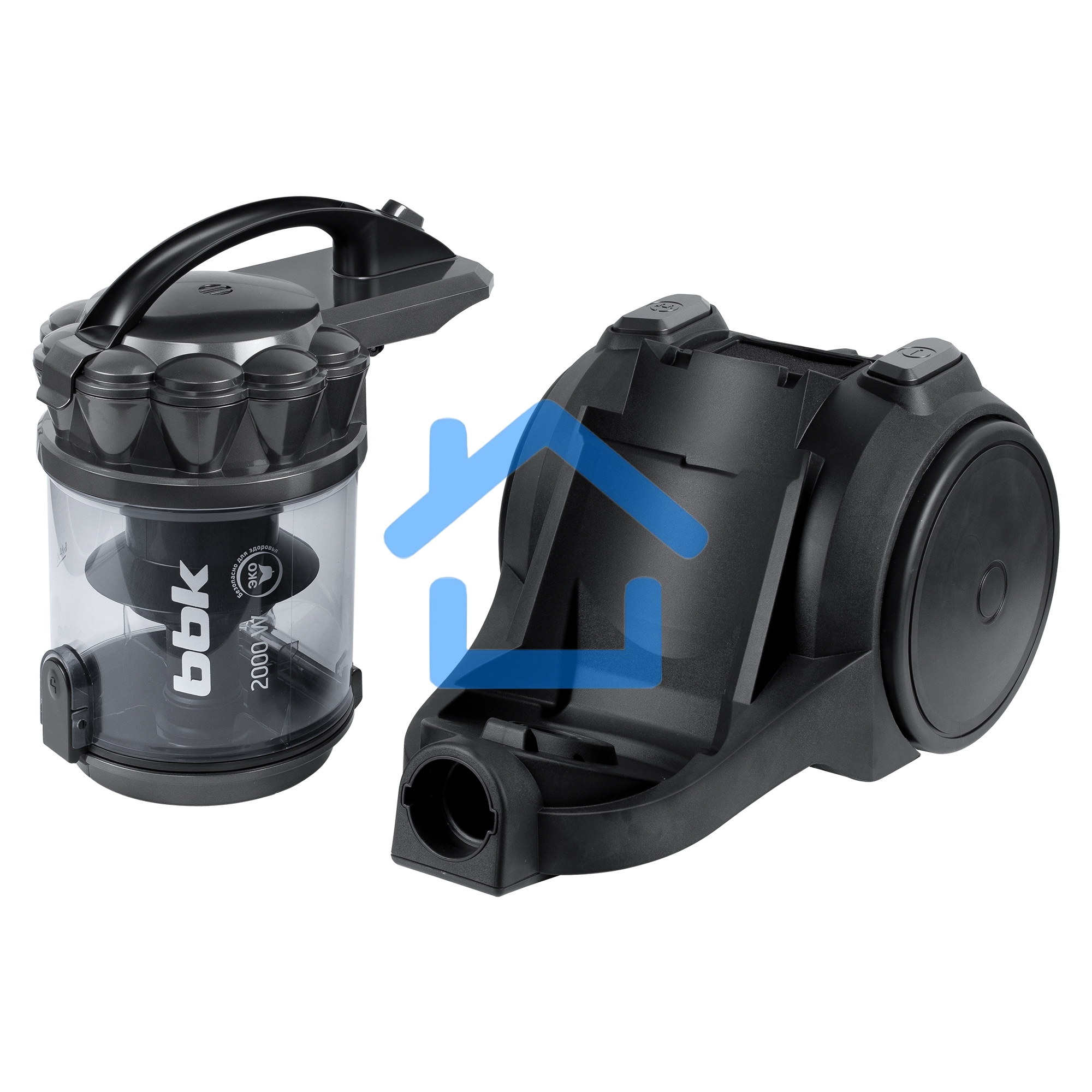 Пылесос BBK BV1505 серый/черный, 350/2000 Вт, уборка сухая, пылесборник контейнер 2 л