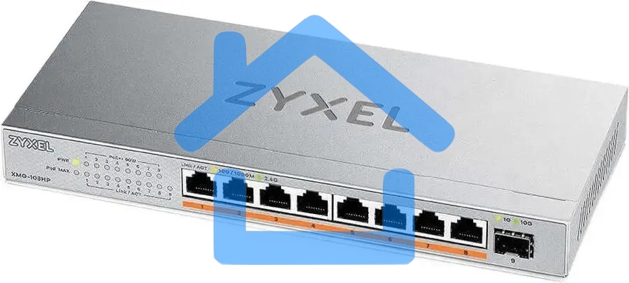 Коммутатор Zyxel XMG-108HP-EU0101F (L2) 8x2.5Гбит/с 1SFP+ 8PoE++ 100W неуправляемый