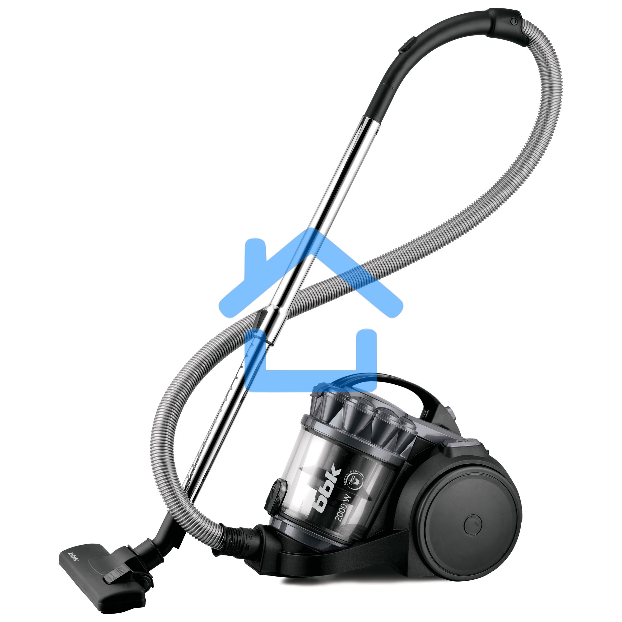 Пылесос BBK BV1505 серый/черный, 350/2000 Вт, уборка сухая, пылесборник контейнер 2 л
