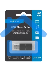 Флешка USB Maxvi MP black (FD32GbUSB20C10MP), 32Gb USB 2.0, R/W 15/5, черный
