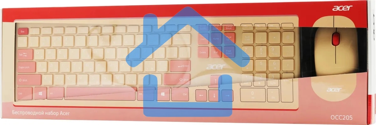 Клавиатура + мышь Acer OCC205 беспроводной USB, 1200 dpi, розовый/бежевый