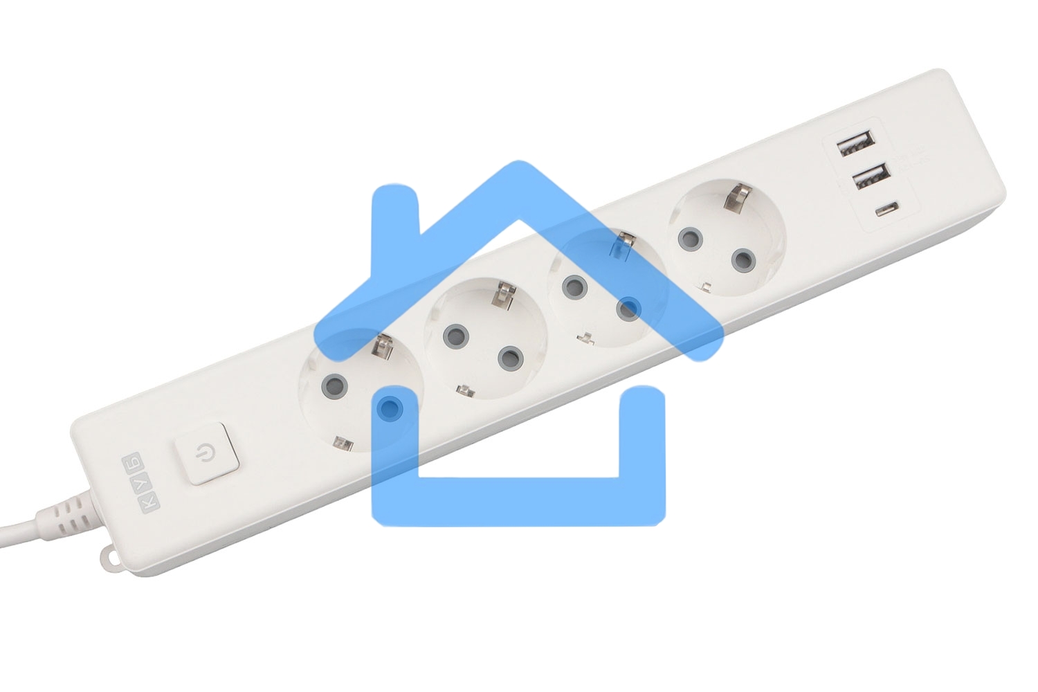Бытовой удлинитель PowerCube, 4р с/з вык., 3USB, 3500 Вт, 16А, 1.9 м, 3*1,0 (белый) PC-6-2M