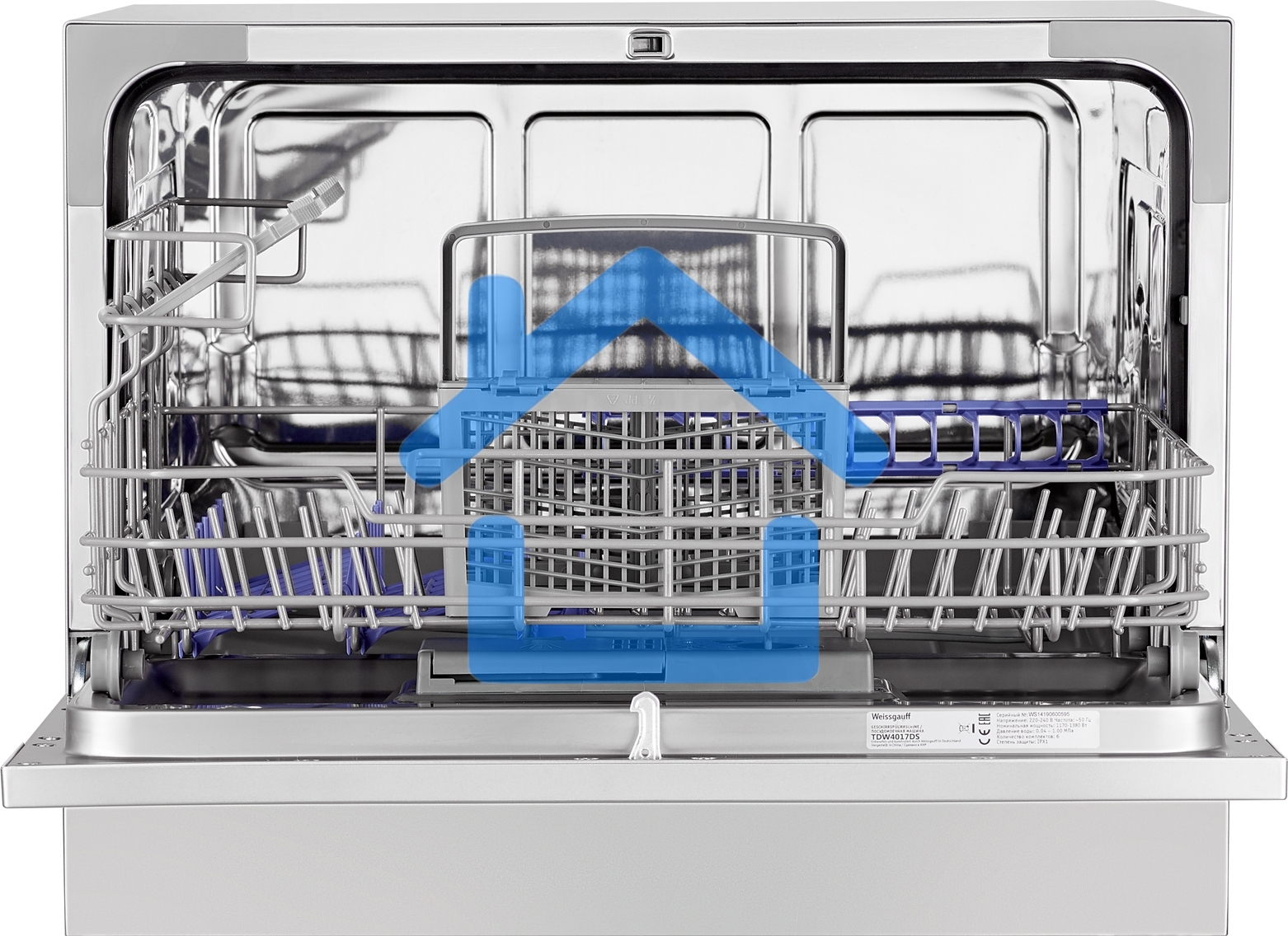 Посудомоечная машина Weissgauff TDW 4017 DS, серебристый/черный, 55 см, 6 компл., 49 дБ, класс A+