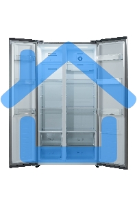 Холодильник Бирюса SBS 541 TGG текстурированное бежевое стекло двухкамерный 343/198 л морозилка слева, NoFrost, Side-by-side