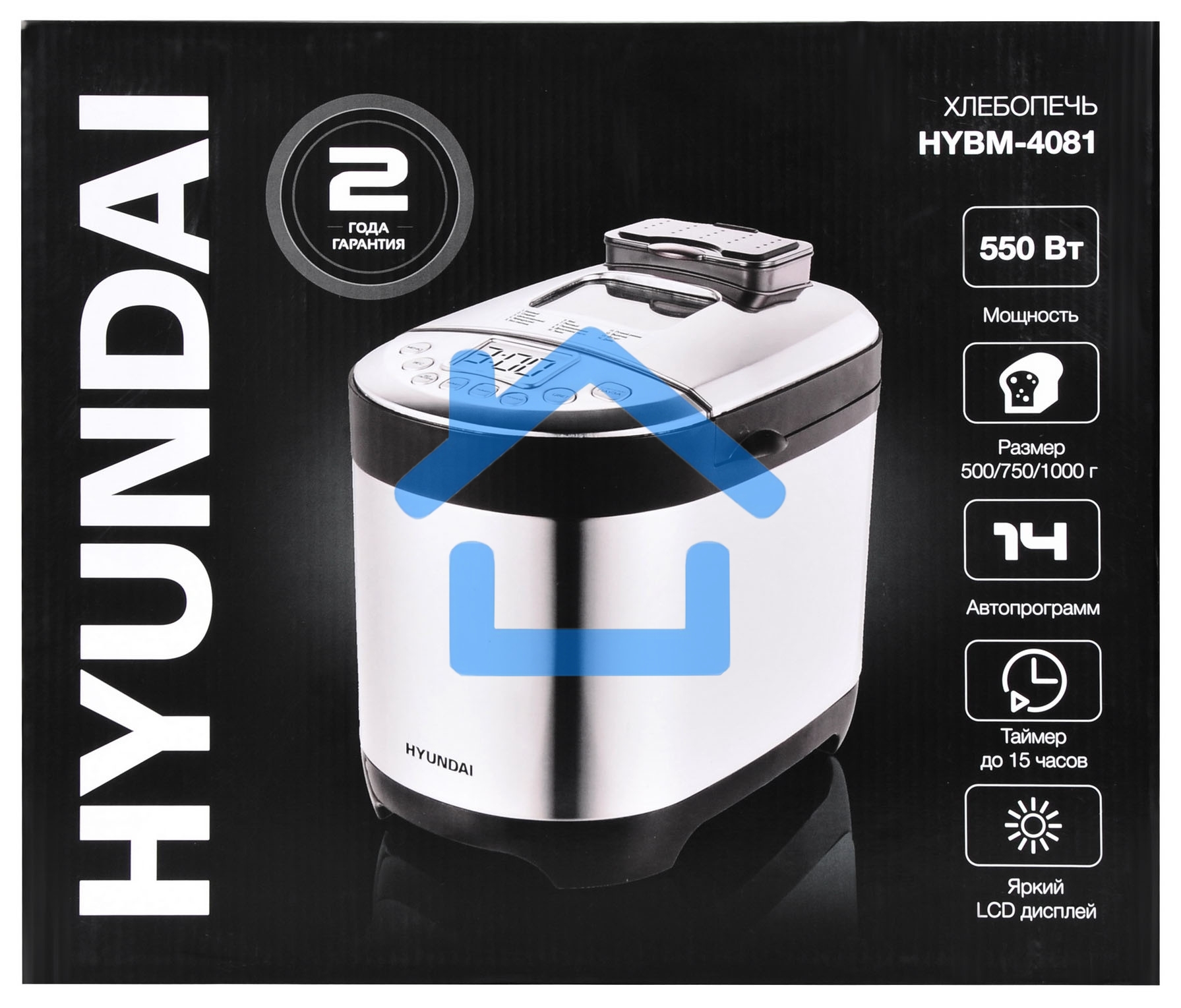 Хлебопечь Hyundai HYBM-4081 550Вт черный/серебристый
